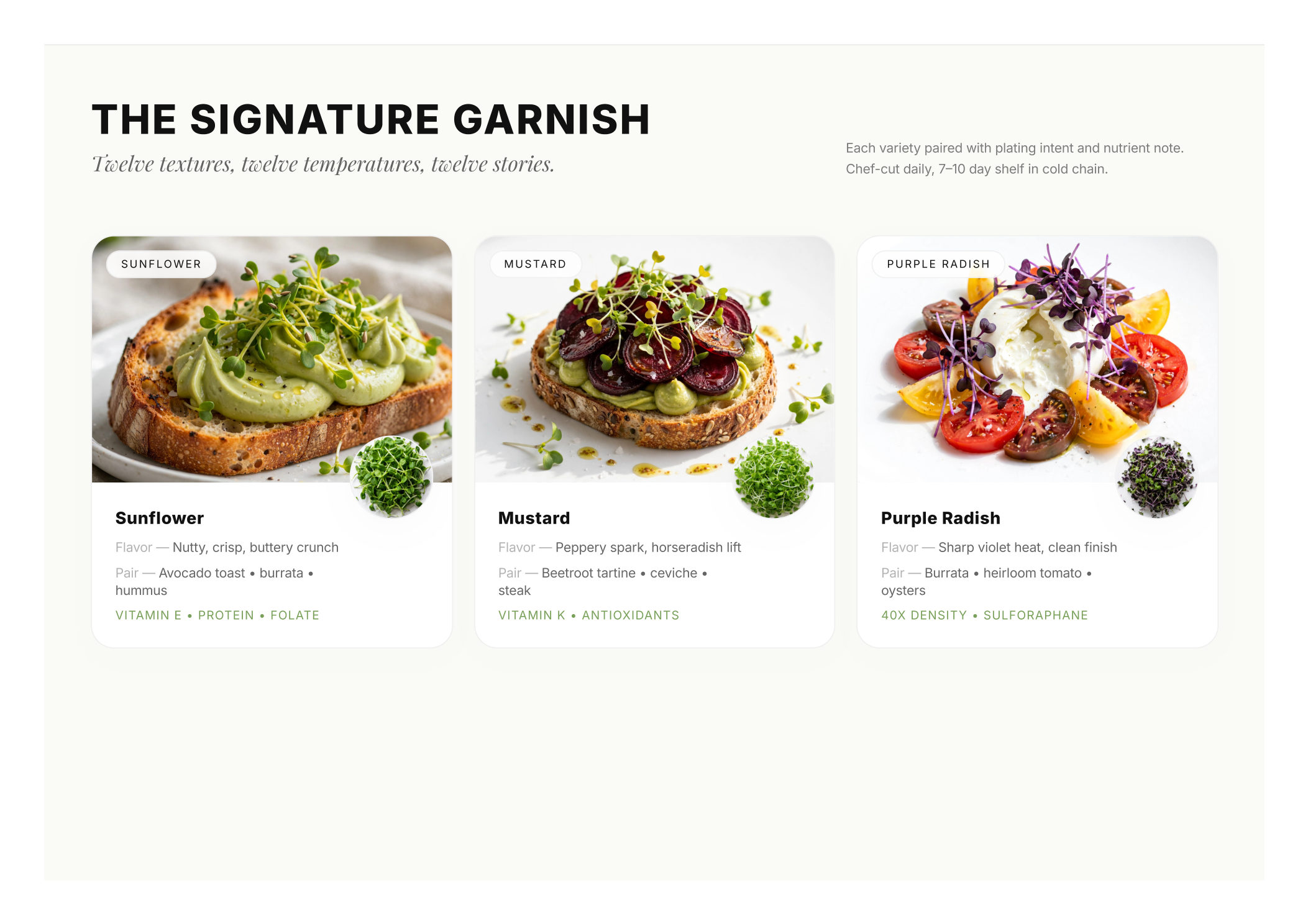 Greensome Atelier brochure page 4 — Our Farm